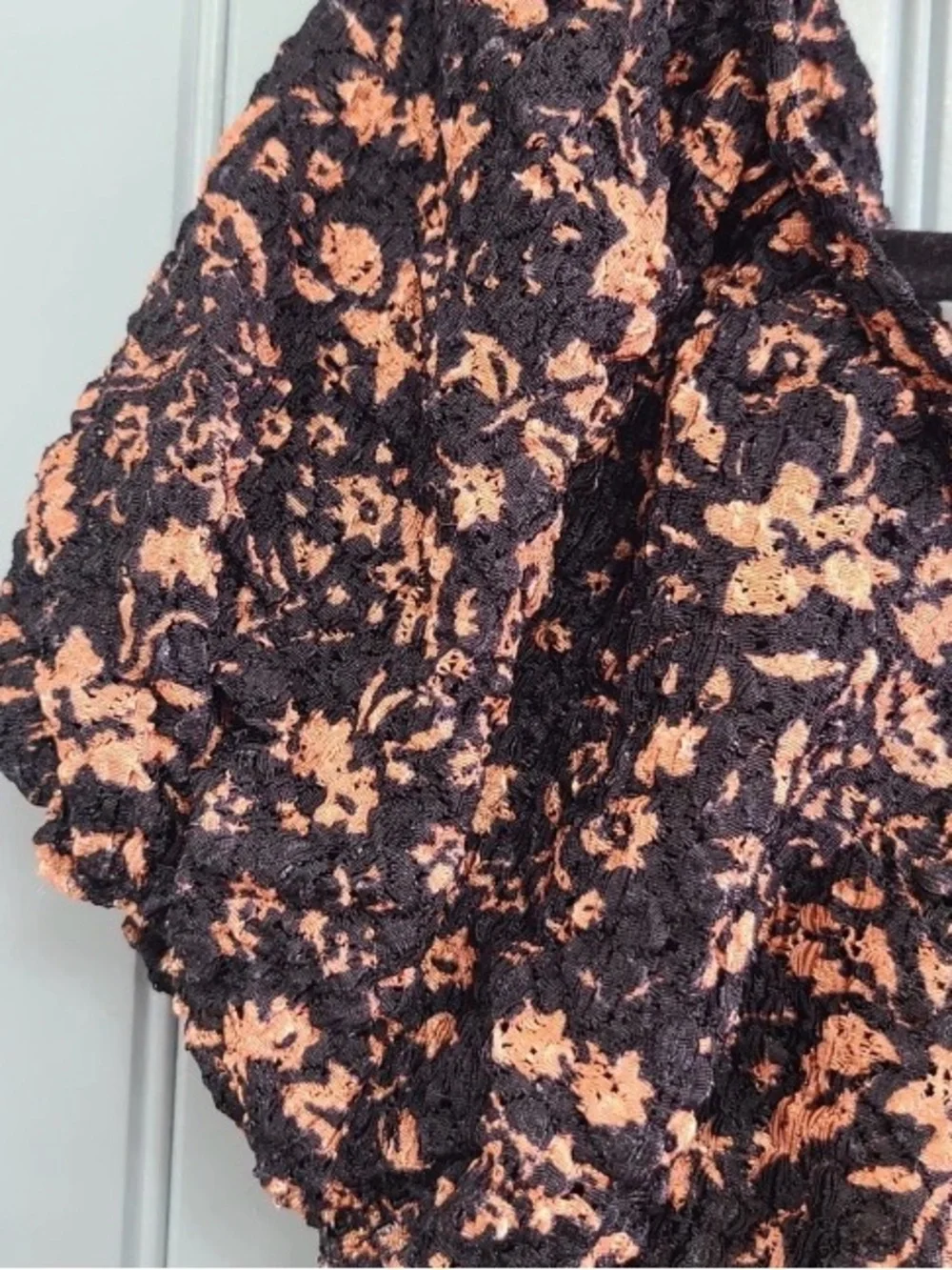 Free People Oh Baby Cropped Textured Puff Sleeve Blouse Black Size L Whimsigoth